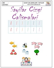 okul öncesi 7 sayısı çizgi çalışması